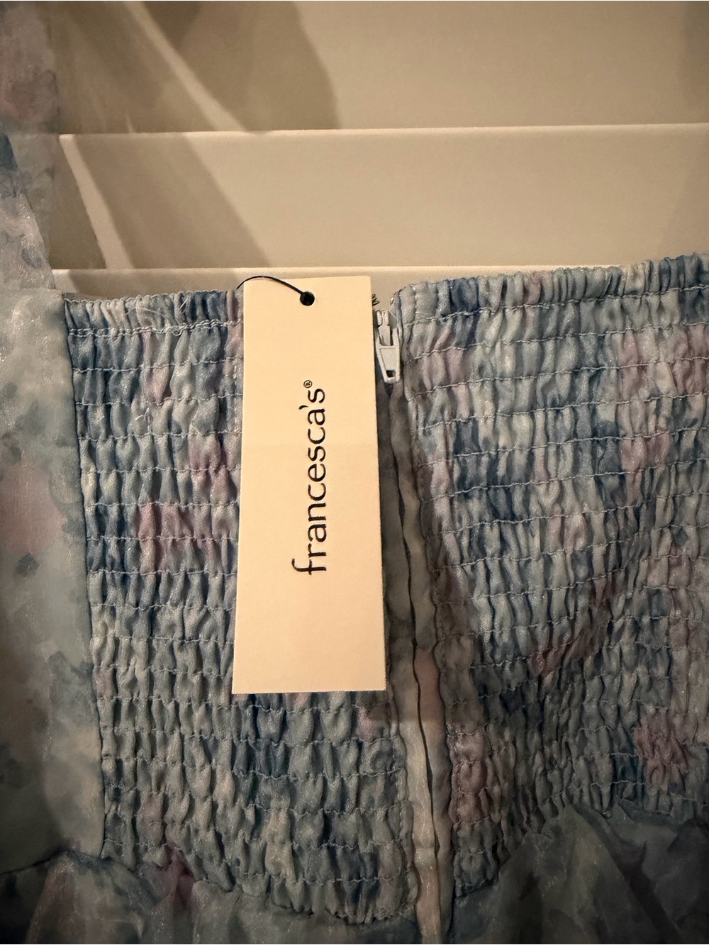 Francesca's Collections Light Blue Floral Tie-Strap Dress - Picture 6 of 8